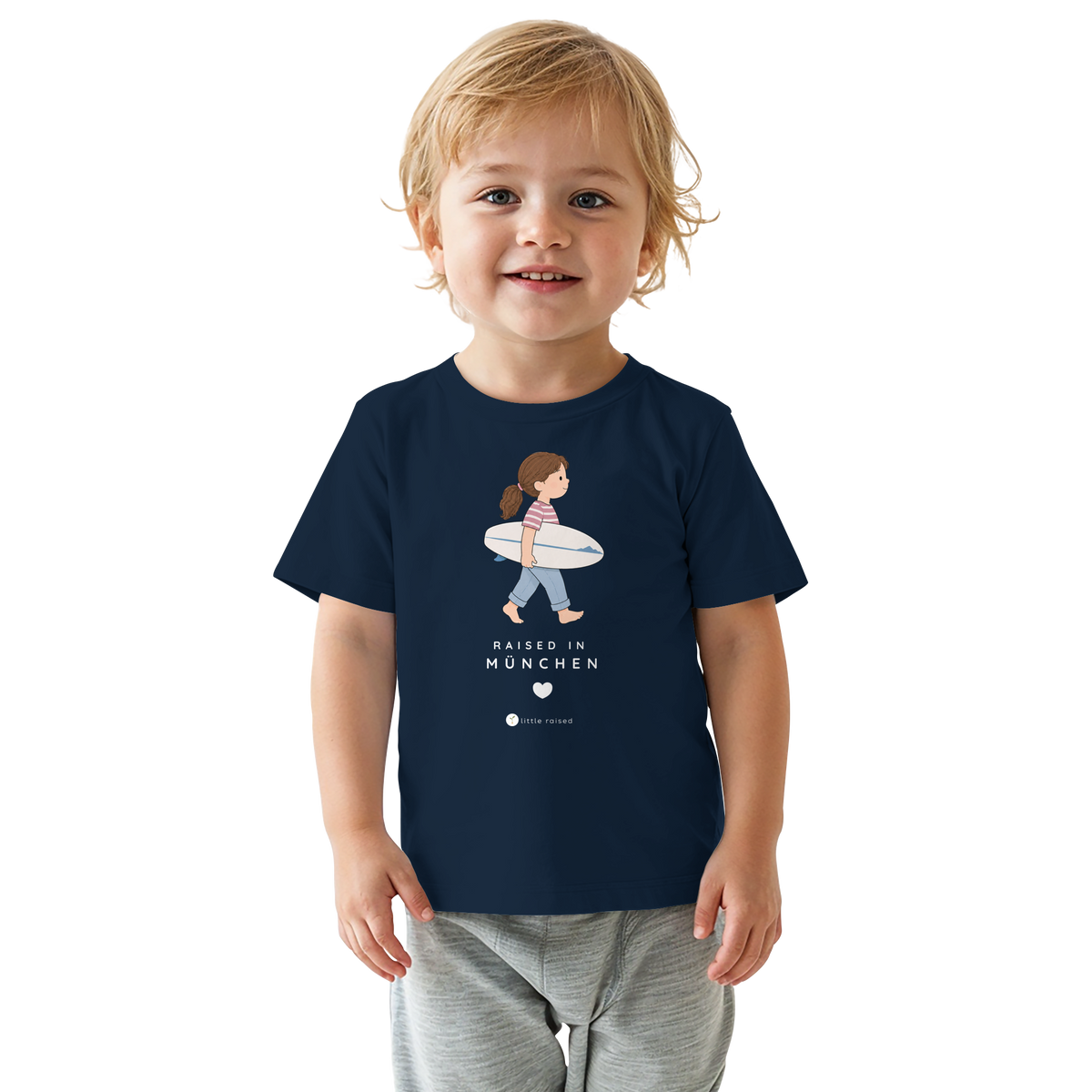 Baby-T-Shirt aus Bio-Baumwolle: Raised in München (Citygirl)
