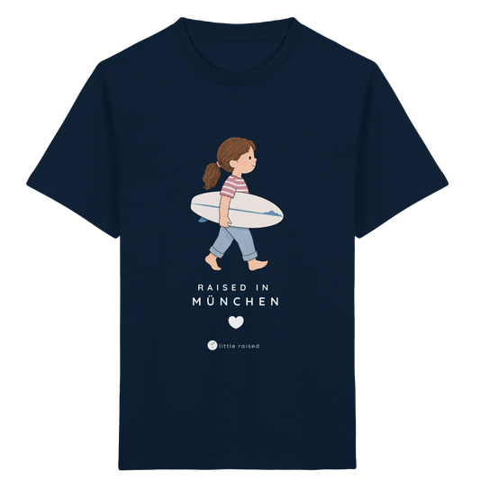 Kinder-T-Shirt aus Bio-Baumwolle: Raised in München (Citygirl)