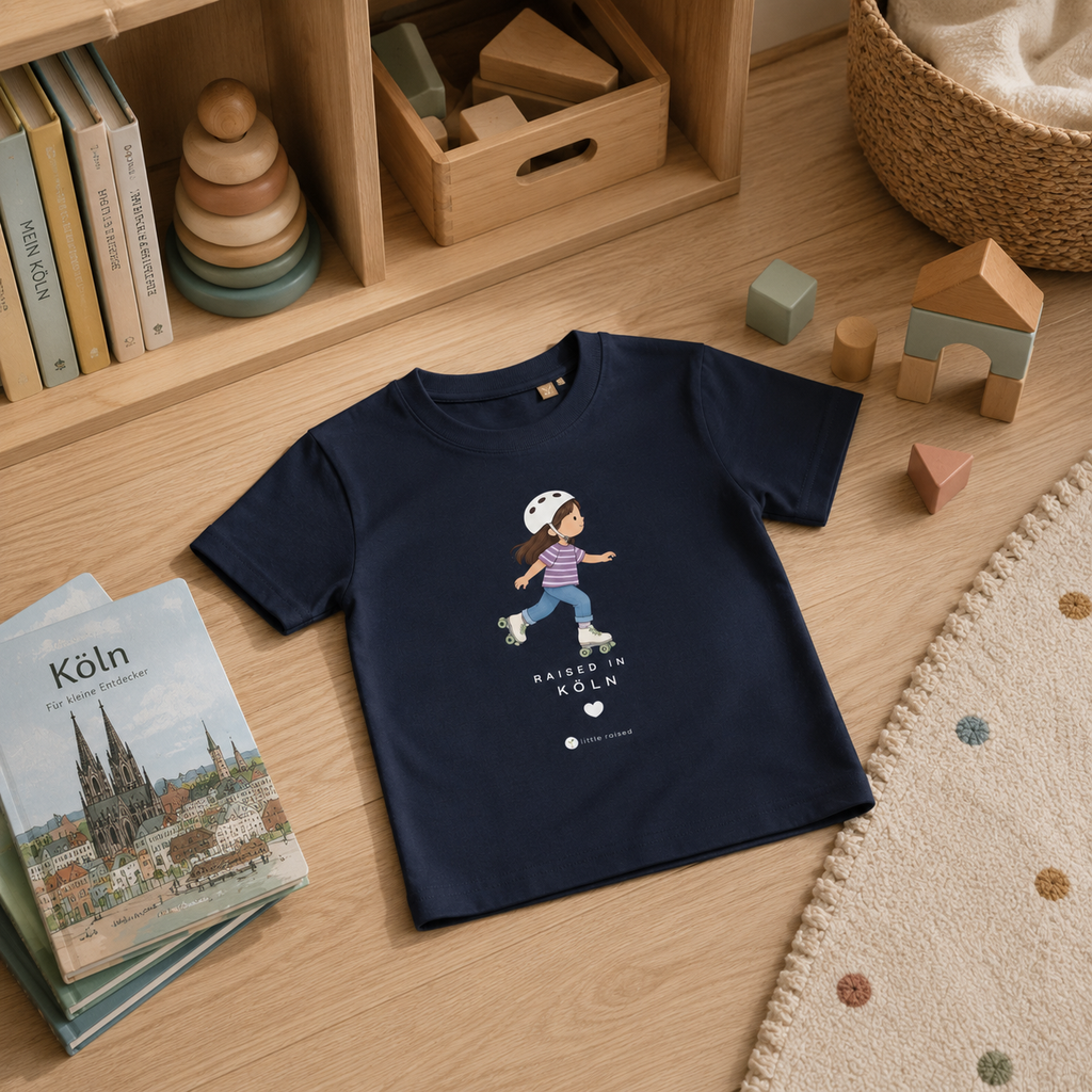 Kinder T-Shirt aus Bio-Baumwolle: Raised in Köln