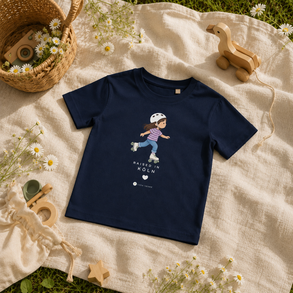 Kinder T-Shirt aus Bio-Baumwolle: Raised in Köln