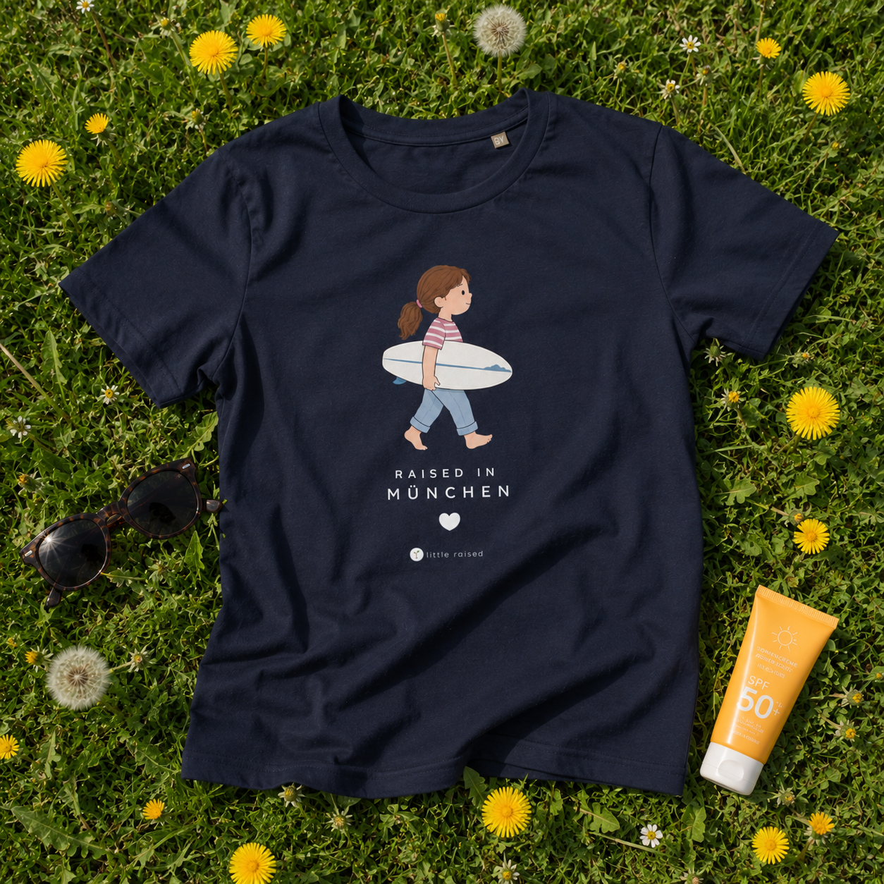 Kinder T-Shirt aus Bio-Baumwolle: Raised in München Citygirl