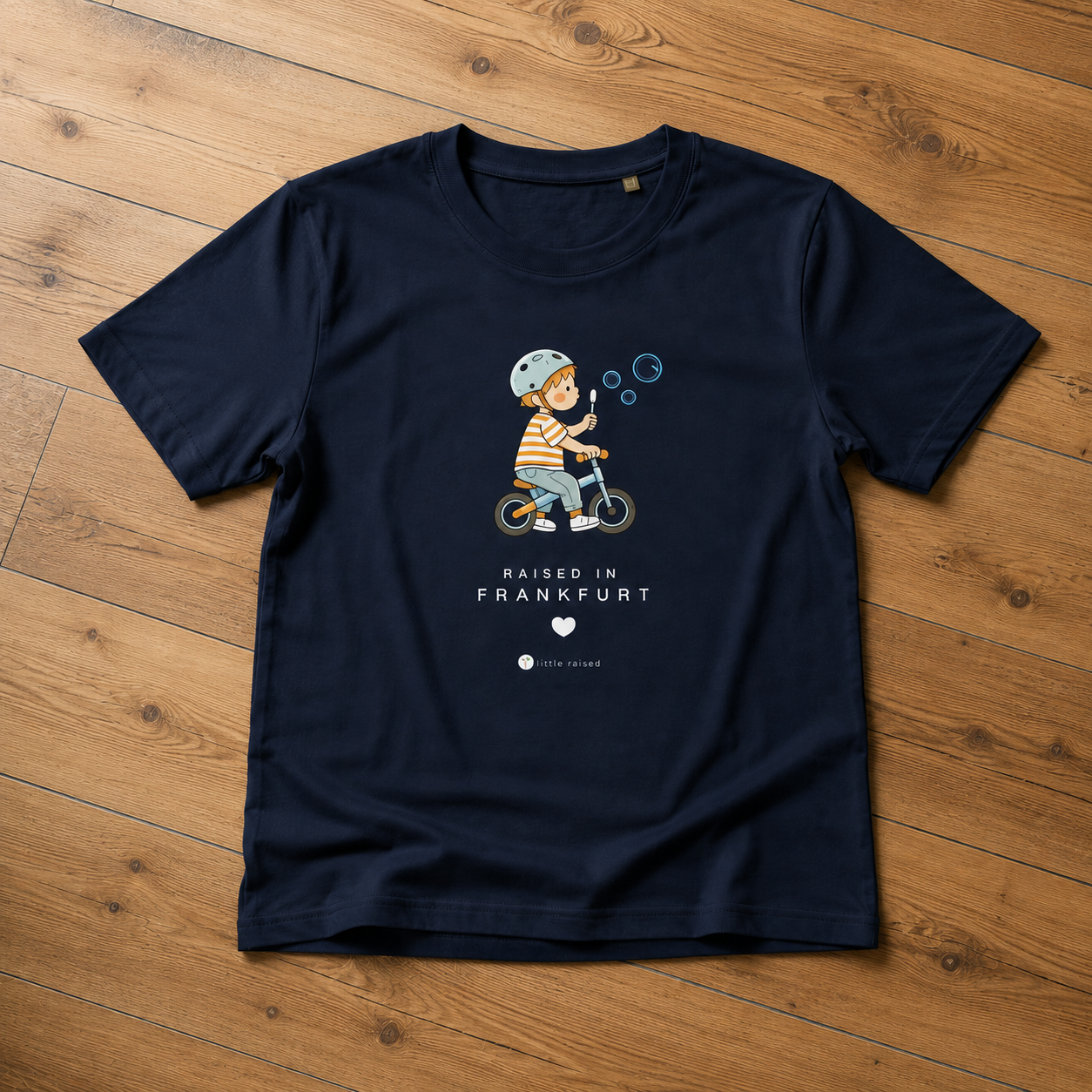 Kinder T-Shirt aus Bio-Baumwolle: Raised in Frankfurt - Frankfurt citykid