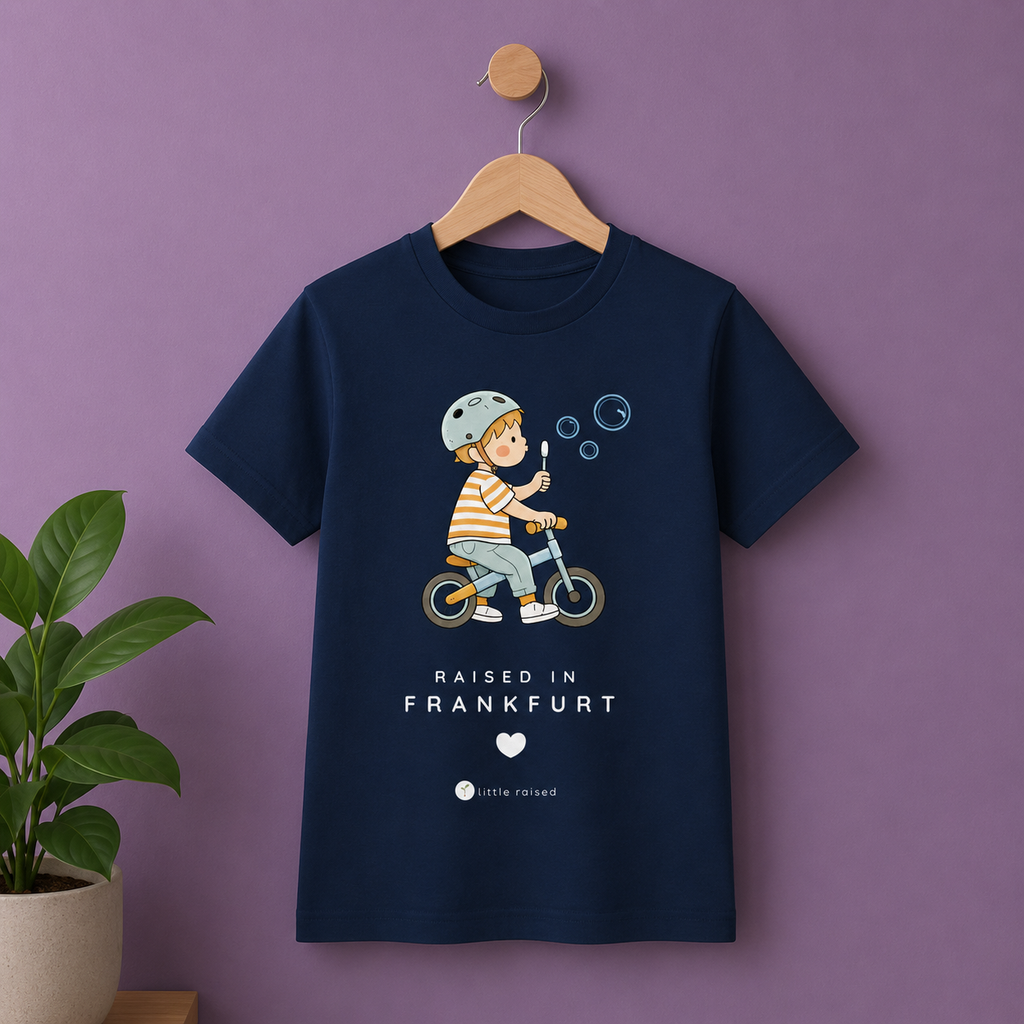 Kinder T-Shirt aus Bio-Baumwolle: Raised in Frankfurt (Cityboy)