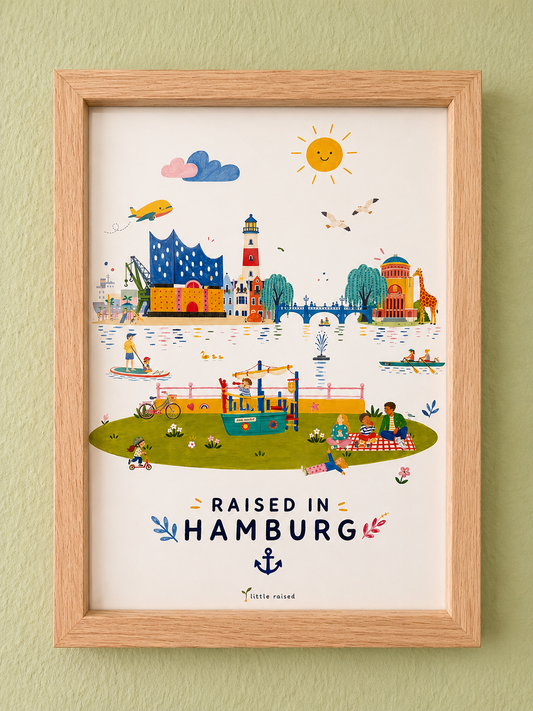 Kinderposter " Raised in Hamburg" - Wanddeko fürs Kinderzimmer