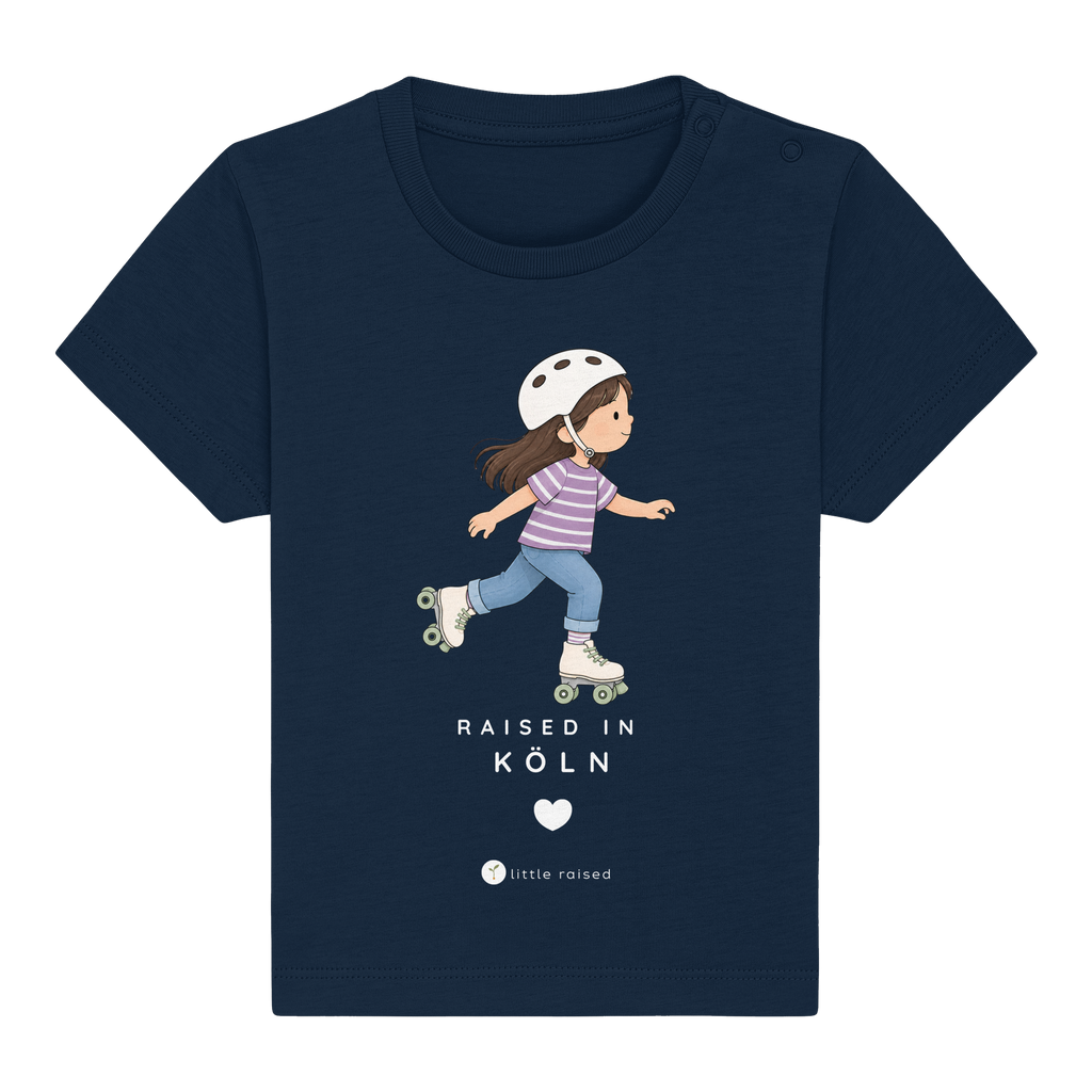 Baby T-Shirt aus Bio-Baumwolle: Raised in Köln (Citygirl)