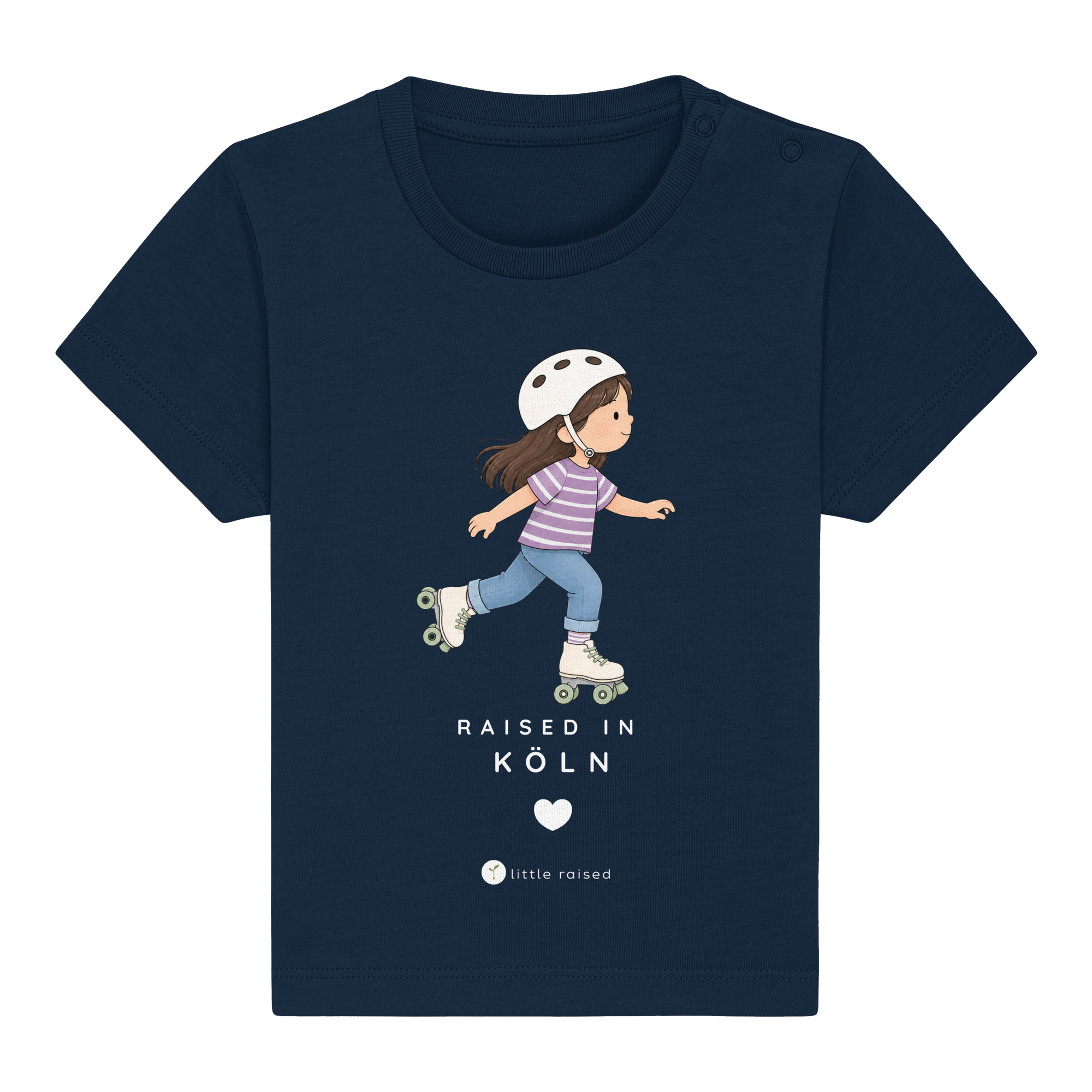 Baby T-Shirt aus Bio-Baumwolle: Raised in Köln (Citygirl)