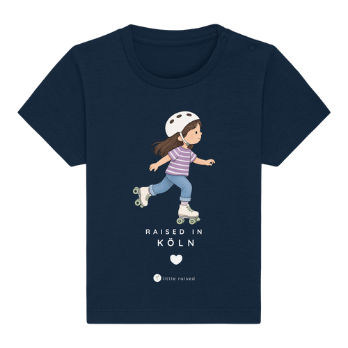 Baby T-Shirt aus Bio-Baumwolle: Raised in Köln (Citygirl)