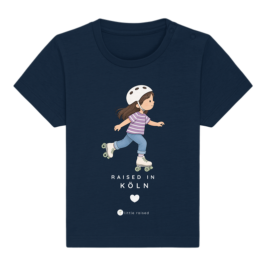Baby T-Shirt aus Bio-Baumwolle: Raised in Köln (Citygirl)