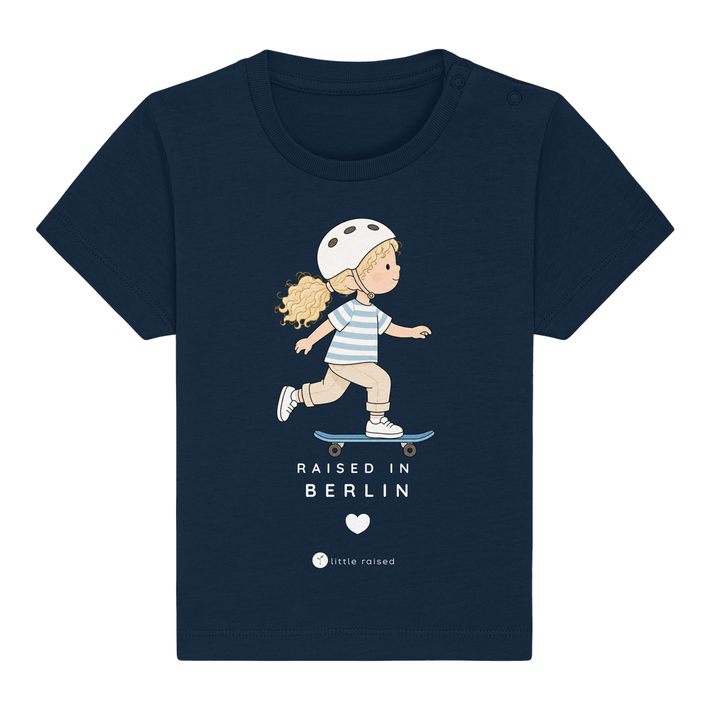 Baby-T-Shirt aus Bio-Baumwolle: Raised in Berlin (Citygirl)