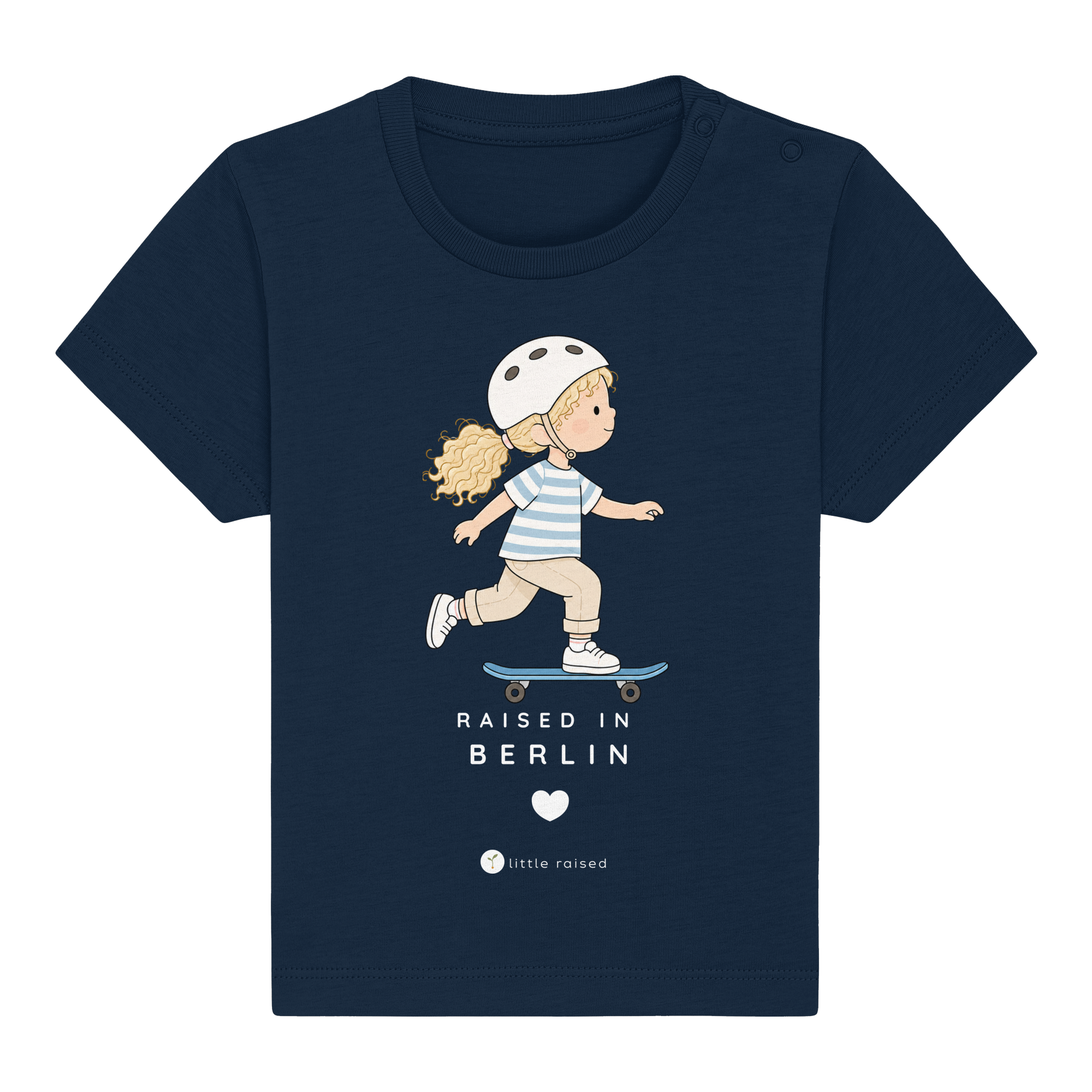 Baby-T-Shirt aus Bio-Baumwolle: Raised in Berlin (Citygirl)
