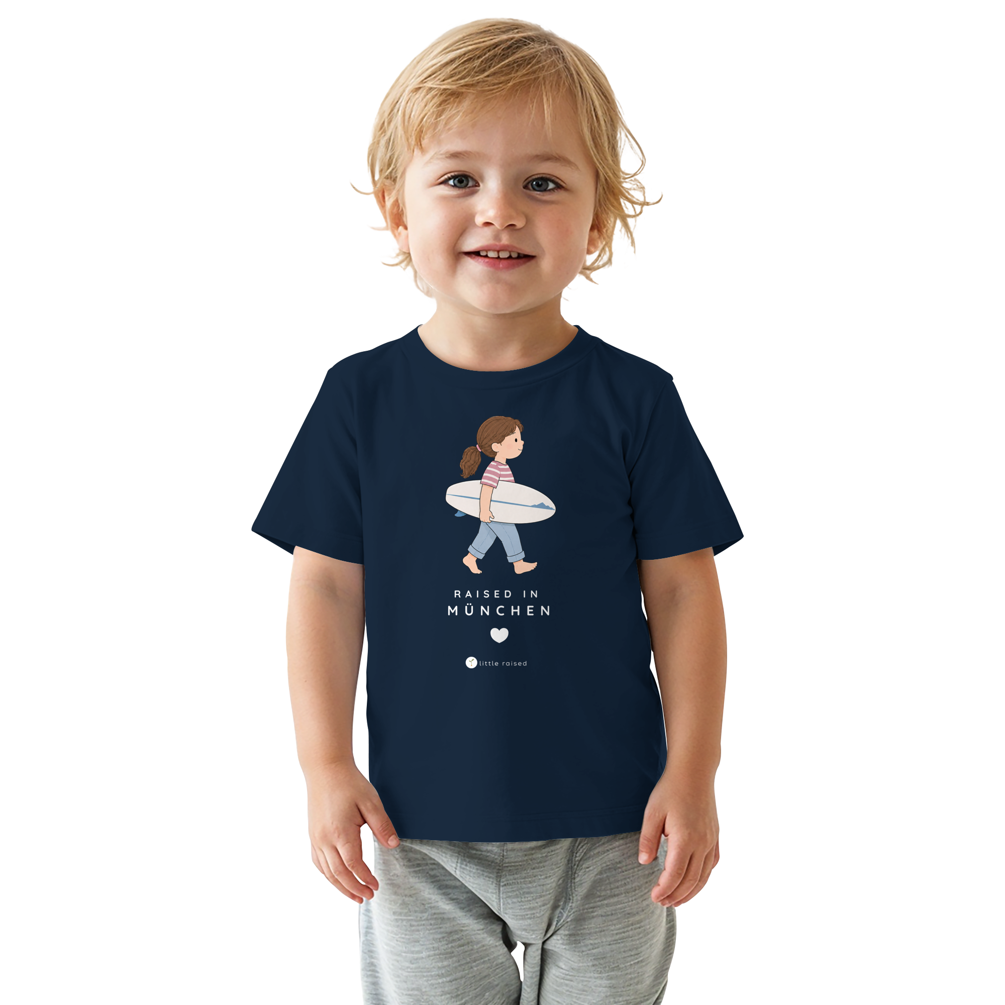 Baby-T-Shirt aus Bio-Baumwolle: Raised in München (Citygirl)