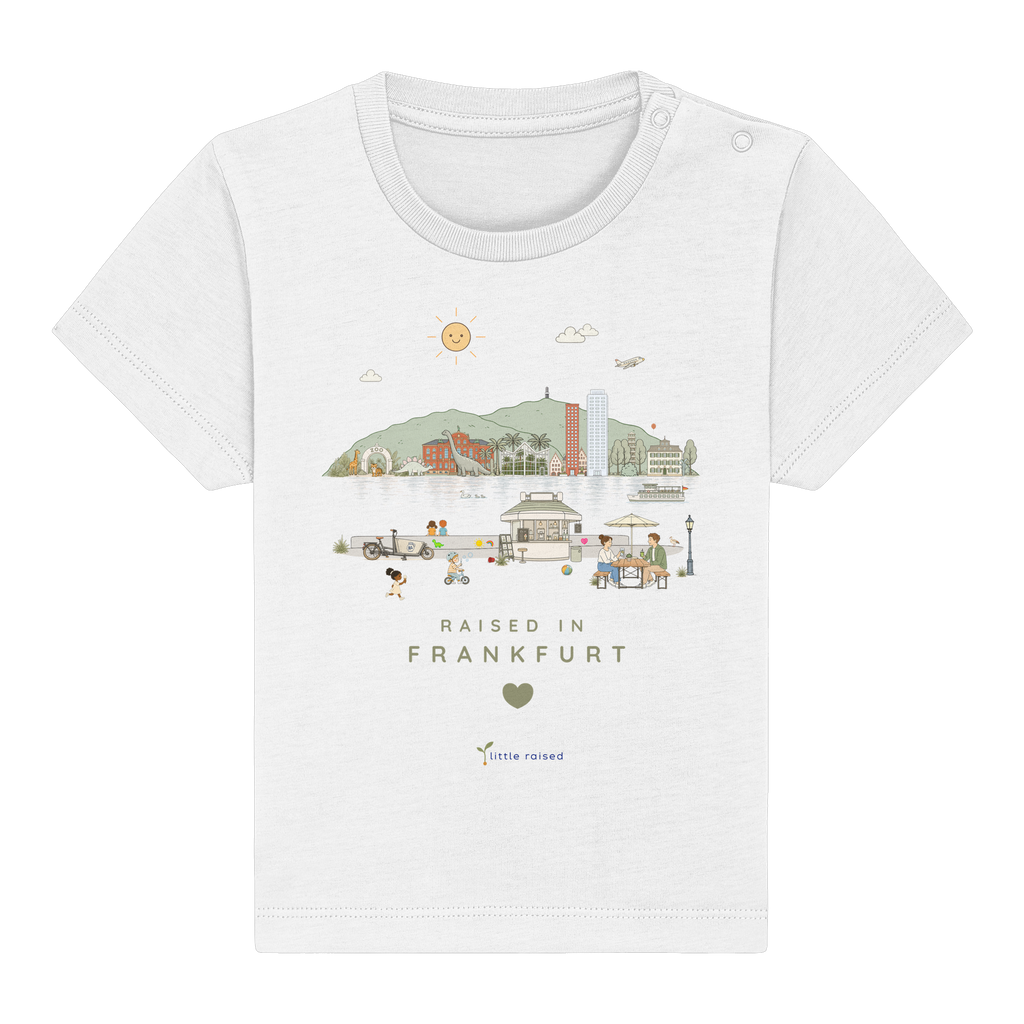 Baby T-Shirt aus Bio-Baumwolle: Raised in Frankfurt