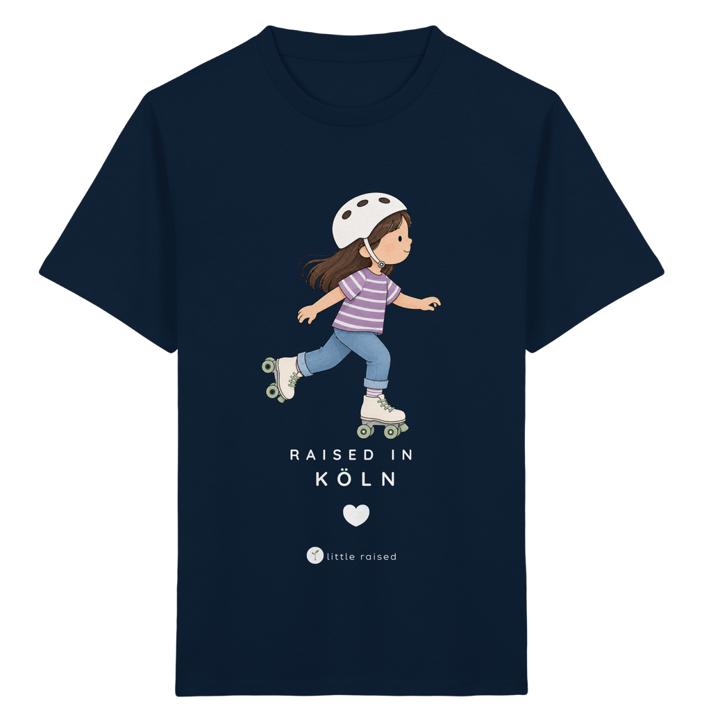 Kinder T-Shirt aus Bio-Baumwolle: Raised in Köln (Citygirl)