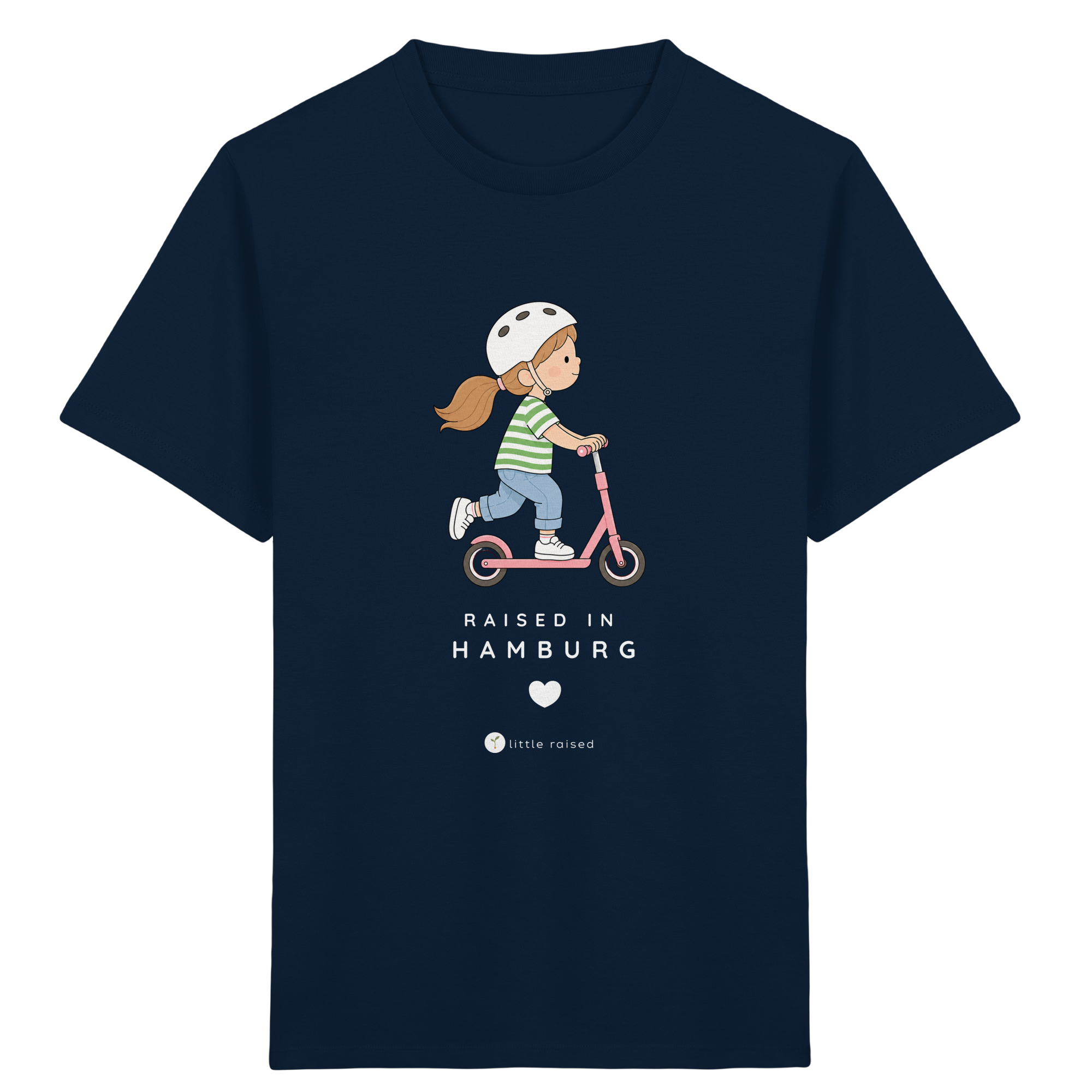 Kinder-T-Shirt aus Bio-Baumwolle: Raised in Hamburg (Citygirl)