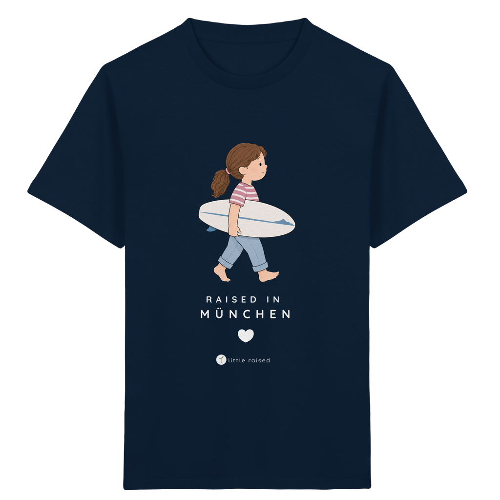 Kinder-T-Shirt aus Bio-Baumwolle: Raised in München (Citygirl)
