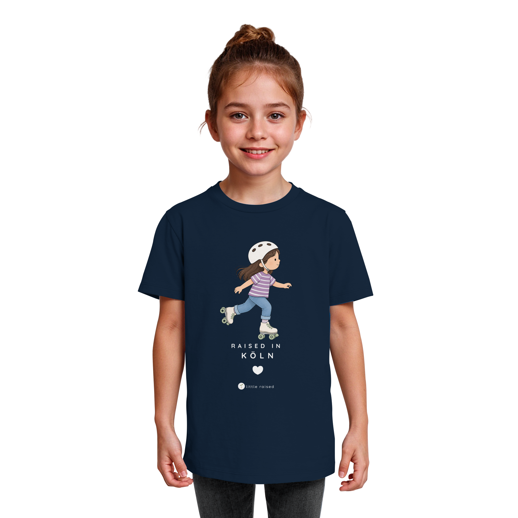Kinder T-Shirt aus Bio-Baumwolle: Raised in Köln (Citygirl)