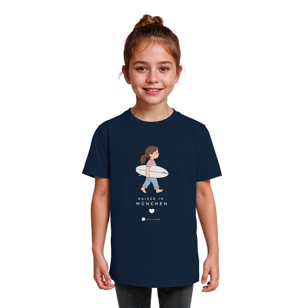 Kinder-T-Shirt aus Bio-Baumwolle: Raised in München (Citygirl)