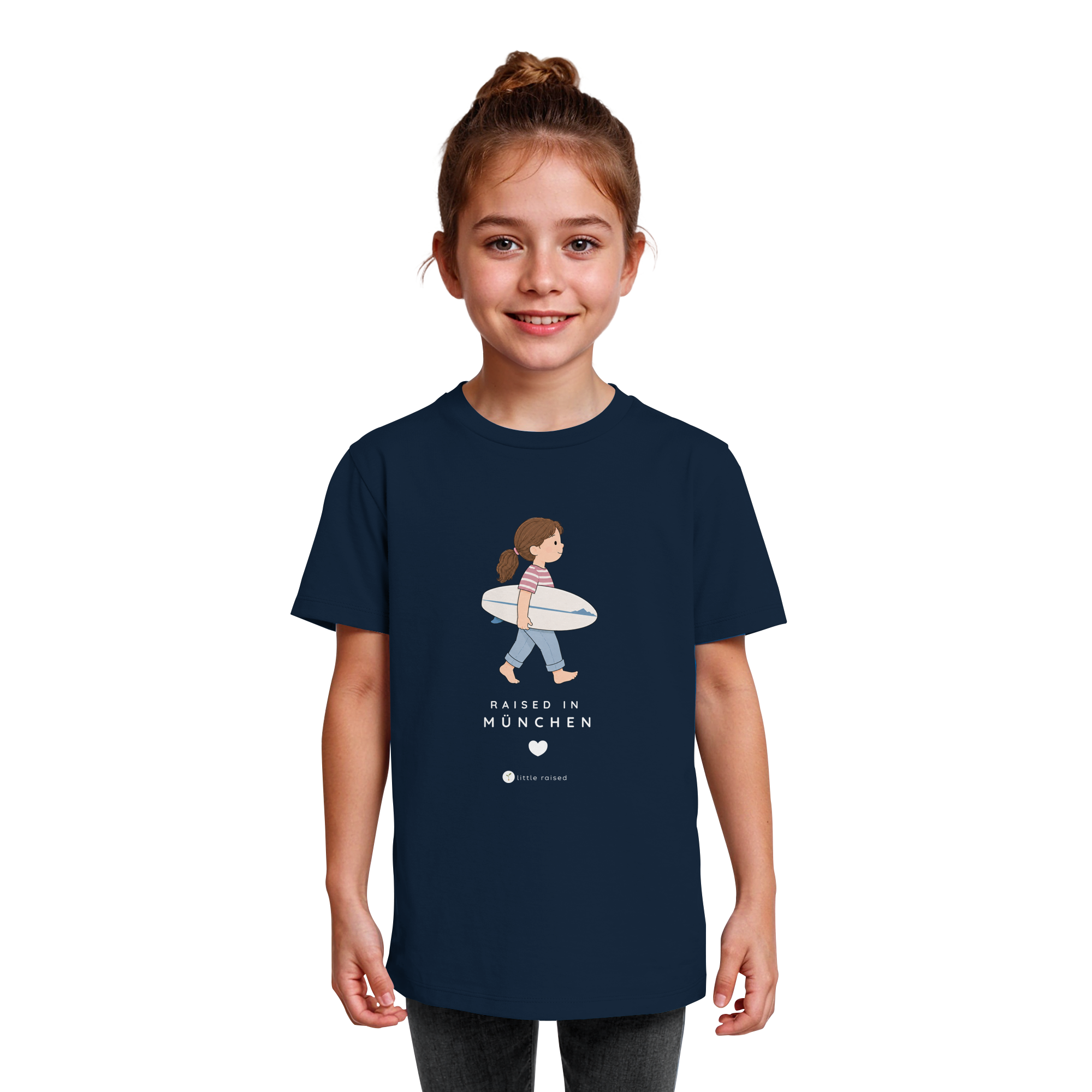 Kinder-T-Shirt aus Bio-Baumwolle: Raised in München (Citygirl)