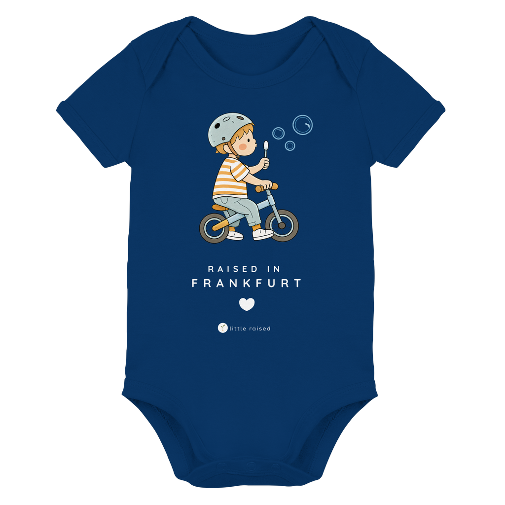 Babybody aus Bio-Baumwolle: Raised in Frankfurt (Cityboy)
